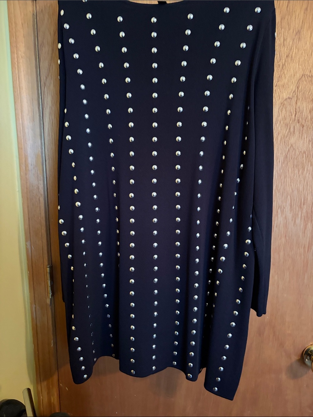 INC International Concepts Black Long-Sleeve Studded Dress